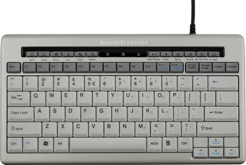 BakkerElkhuizen S-board 840 Design USB Tastatur UK-Englisch, QWERTY Grau, Weiß Ergonomisch, USB-Hub