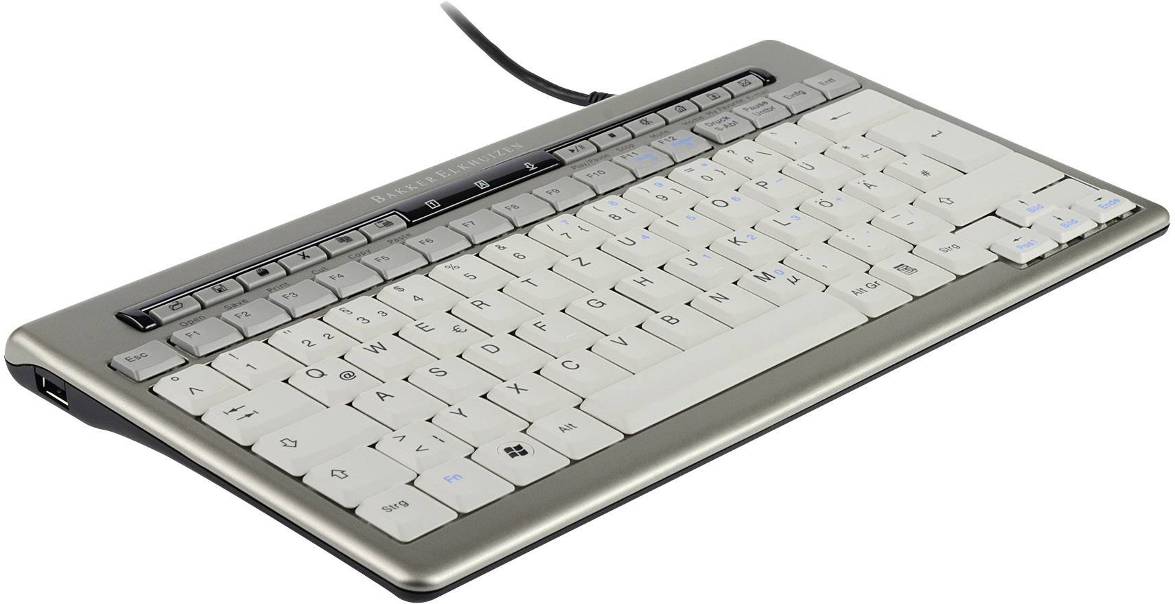 BakkerElkhuizen S-board 840 Design USB Tastatur UK-Englisch, QWERTY Grau, Weiß Ergonomisch, USB-Hub