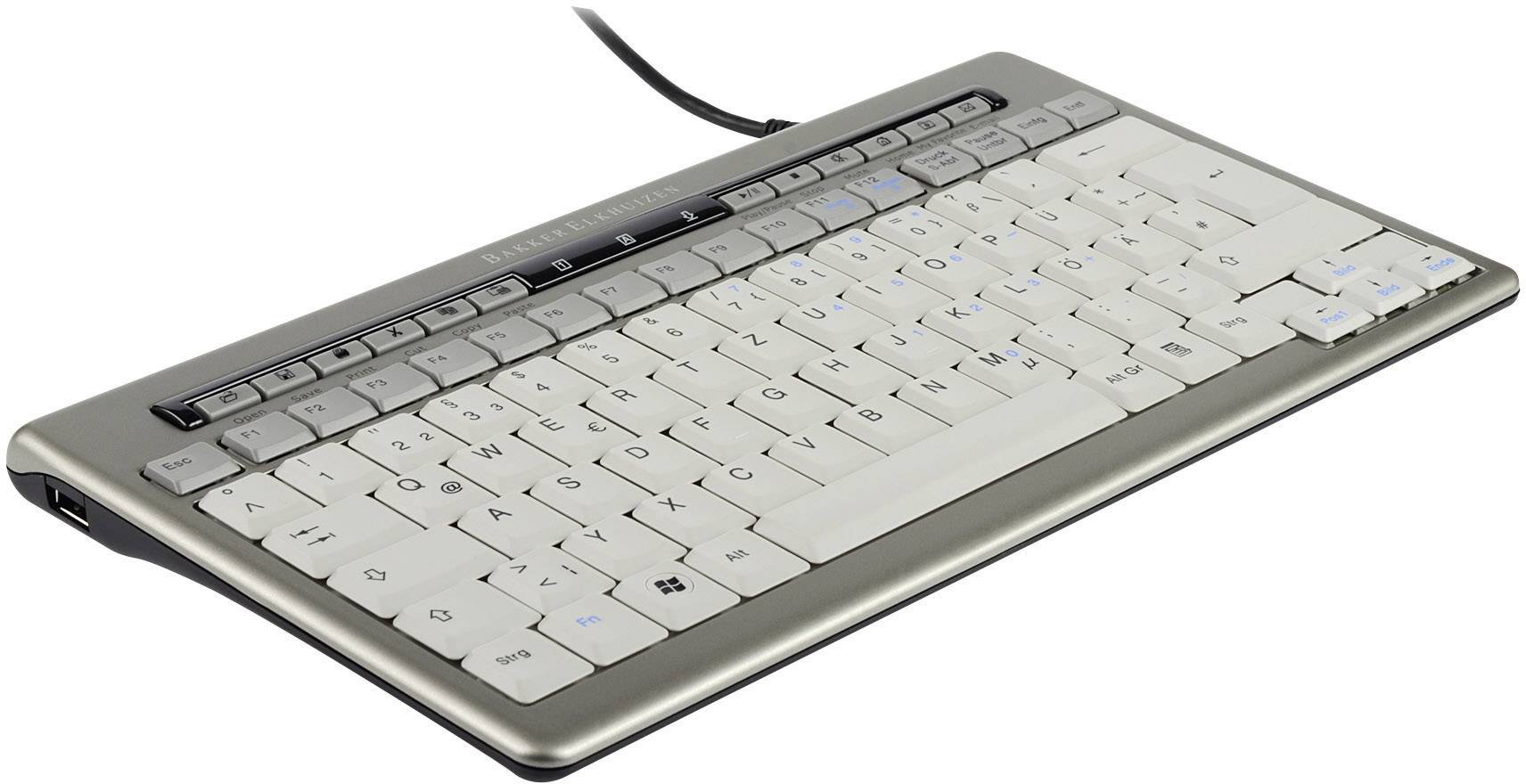BakkerElkhuizen S-board 840 Design USB Tastatur Spanisch, QWERTY Silber, Weiß Ergonomisch, USB-Hub