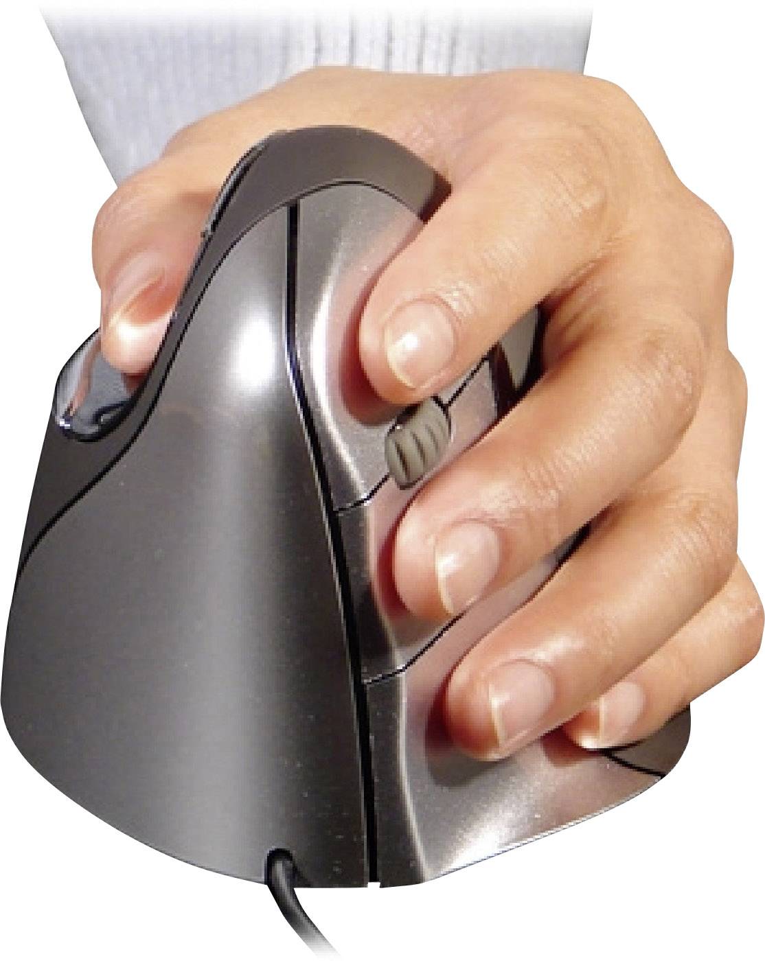 BakkerElkhuizen Evoluent 4 Ergonomische Maus USB Optisch Schwarz, Silber 5 Tasten 800 dpi, 1300 dpi, 1800 dpi, 2600 dpi Ergonomisch