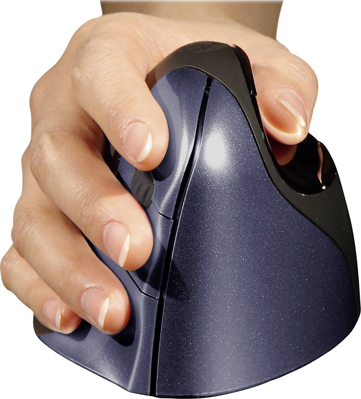 BakkerElkhuizen Evoluent 4 Ergonomische Maus Funk Optisch Schwarz, Blau 6 Tasten 2600 dpi Ergonomisch