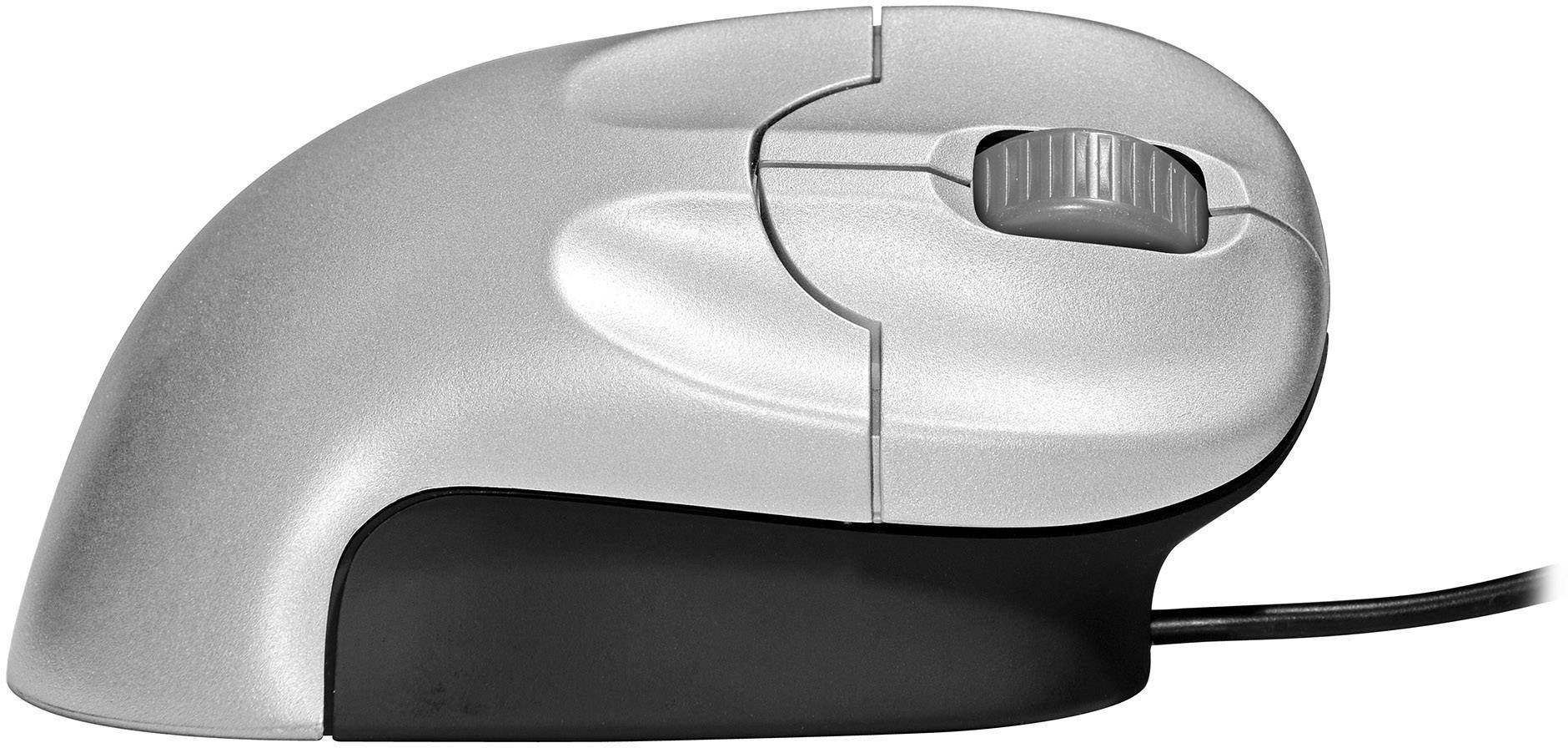 BakkerElkhuizen GripMouse Ergonomische Maus USB Optisch Silber-Schwarz 3 Tasten 1200 dpi Ergonomisch, Extragroße Tasten