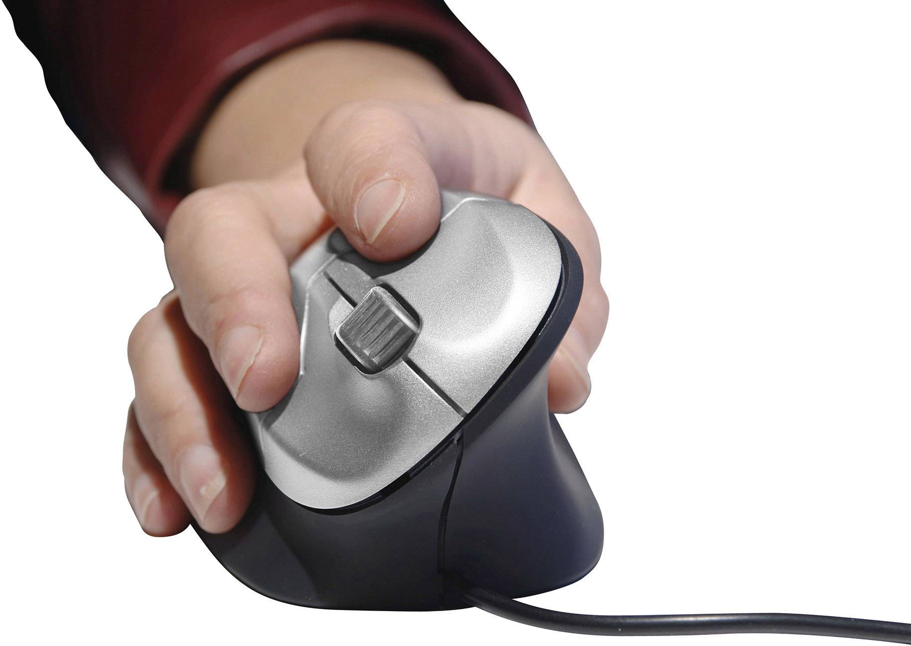 BakkerElkhuizen GripMouse Ergonomische Maus USB Optisch Silber-Schwarz 3 Tasten 1200 dpi Ergonomisch, Extragroße Tasten