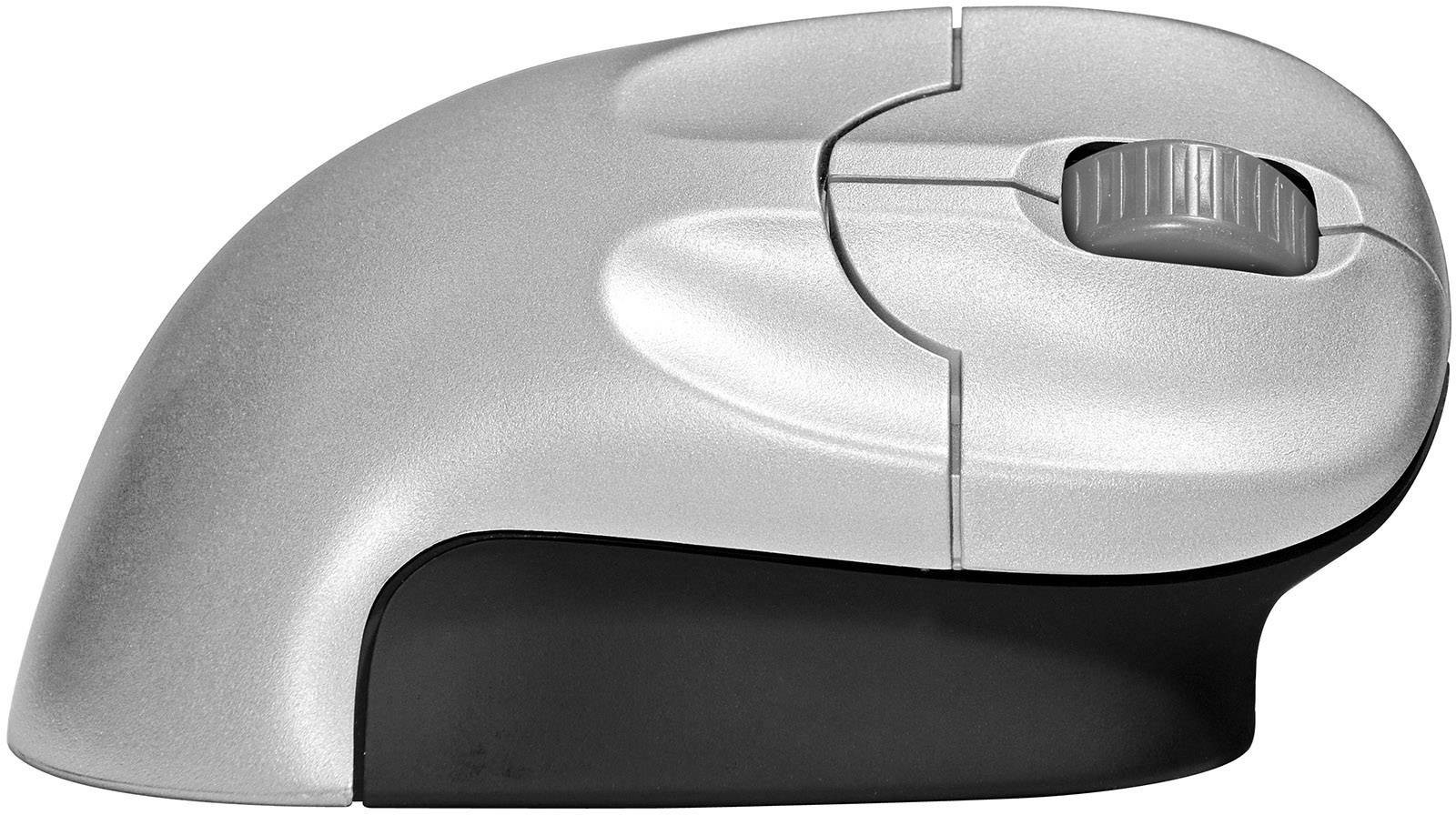 BakkerElkhuizen Grip Mouse Ergonomische Maus Funk Optisch Silber-Schwarz 3 Tasten 1600 dpi Ergonomisch