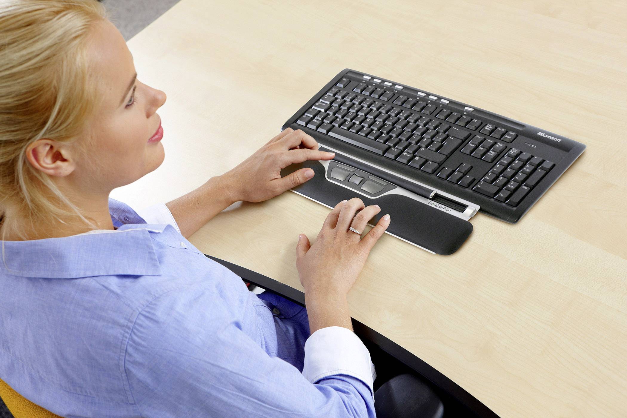 BakkerElkhuizen Ergoslider Plus Central Maus USB Schwarz 4 Tasten 800 dpi Ergonomisch, Handballenauflage