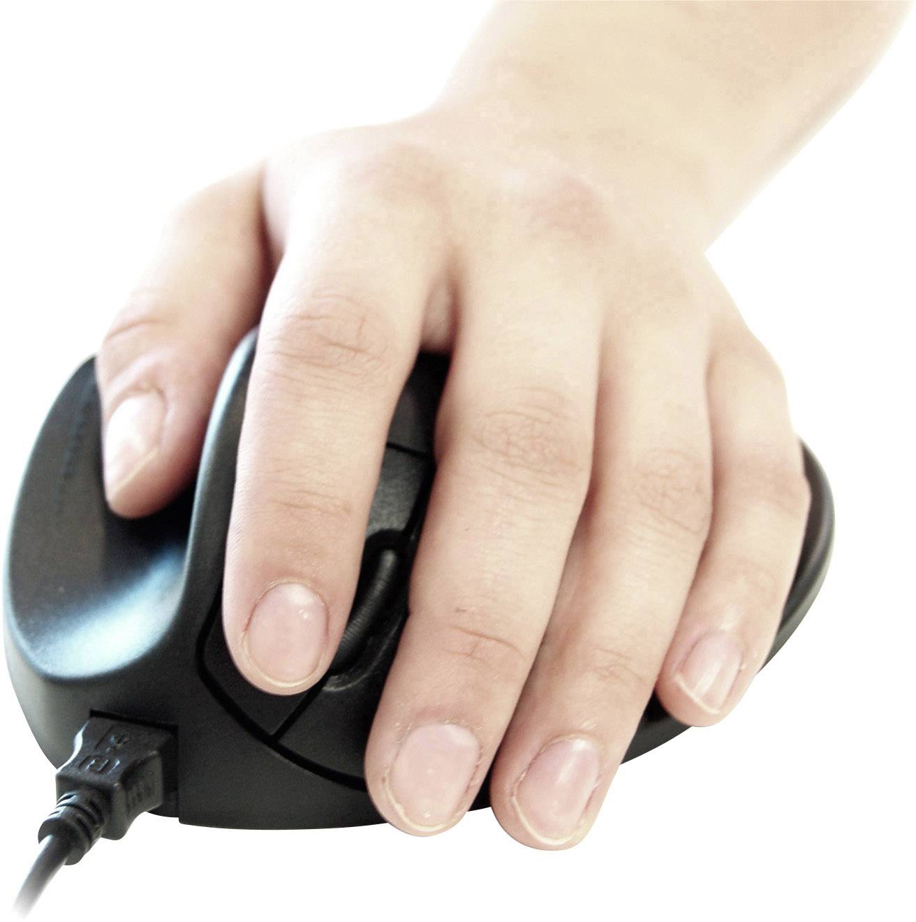 BakkerElkhuizen HandShoeMouse S Maus USB BlueTrack Schwarz 3 Tasten 1500 dpi Ergonomisch