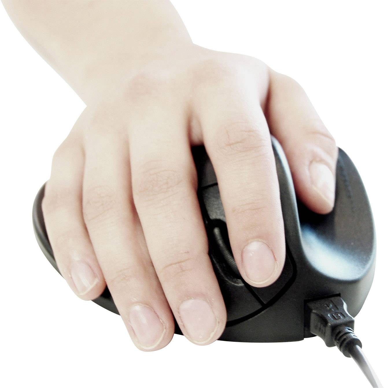 BakkerElkhuizen HandShoeMouse Extra Small Maus USB BlueTrack Schwarz 3 Tasten 1500 dpi Ergonomisch