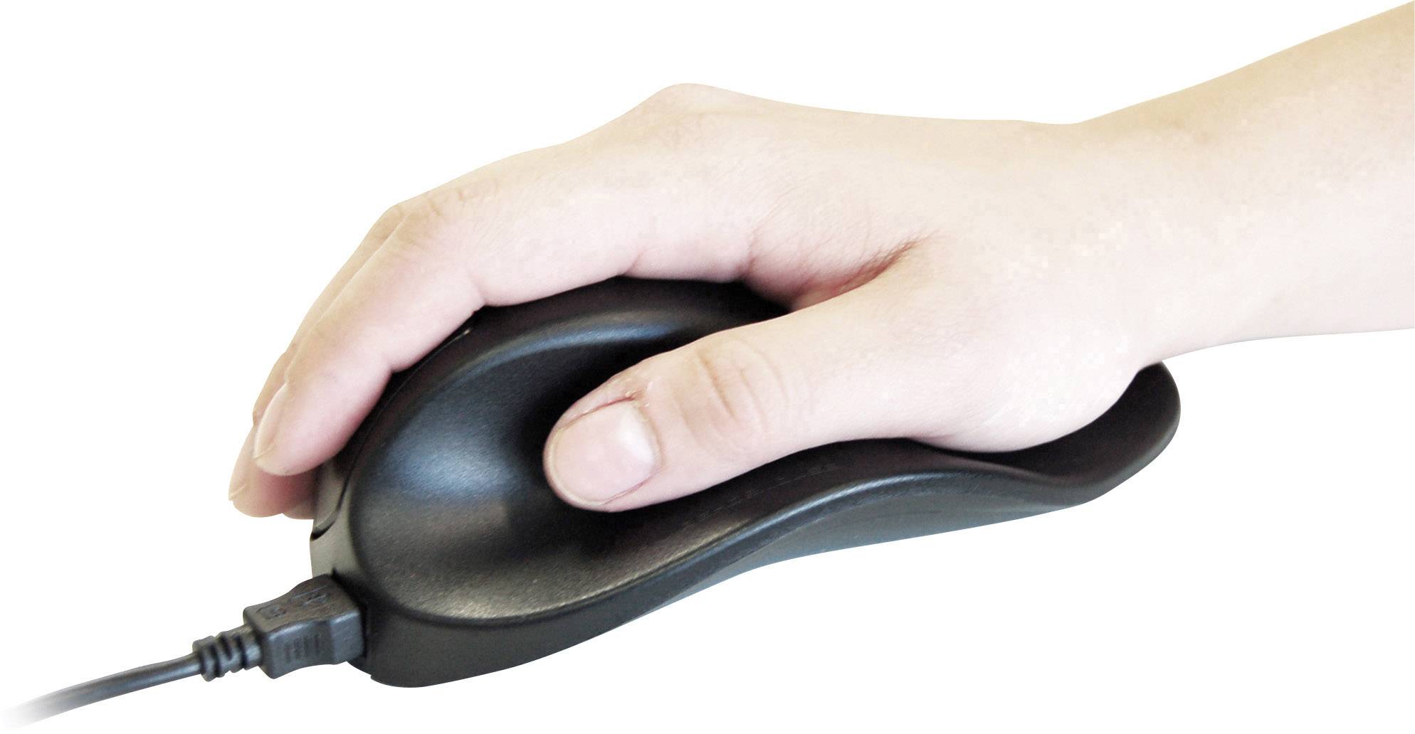 BakkerElkhuizen HandShoeMouse Extra Small Maus USB BlueTrack Schwarz 3 Tasten 1500 dpi Ergonomisch