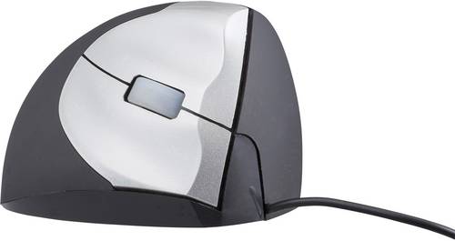BakkerElkhuizen HandShake Kabelgebunden Ergonomische Maus Laser Ergonomisch Schwarz, Silber