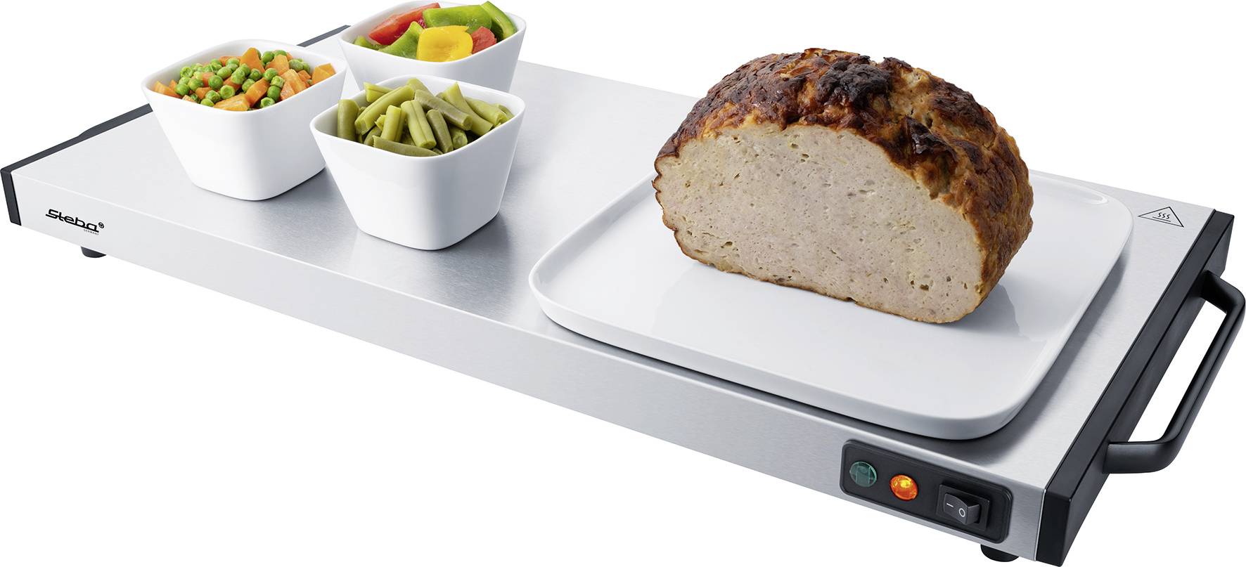 Steba WP 130 50.23.00 Warmhalteplatte Edelstahl, Schwarz