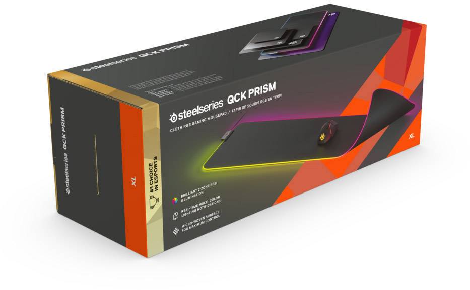 Steelseries QcK Prism Cloth XL Gaming-Mauspad Beleuchtet Schwarz, RGB