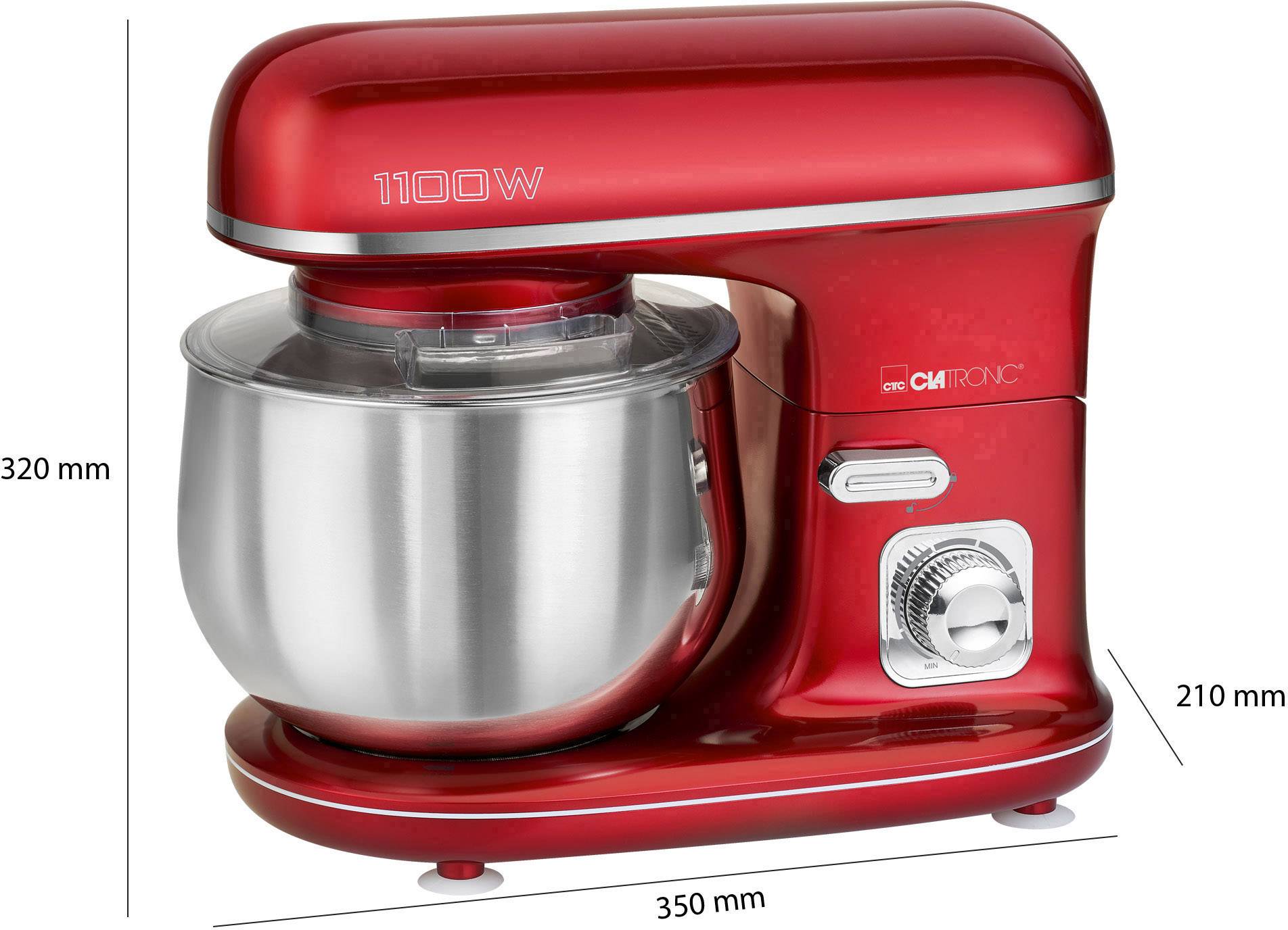 Clatronic KM 3712 Knetmaschine 1100 W Rot
