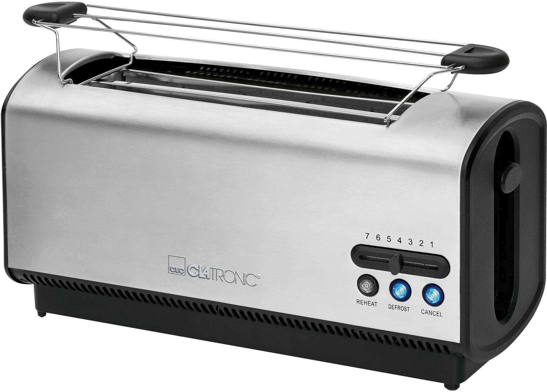 Clatronic TA 3687 Doppel-Langschlitztoaster 4 Fonduegabeln Edelstahl