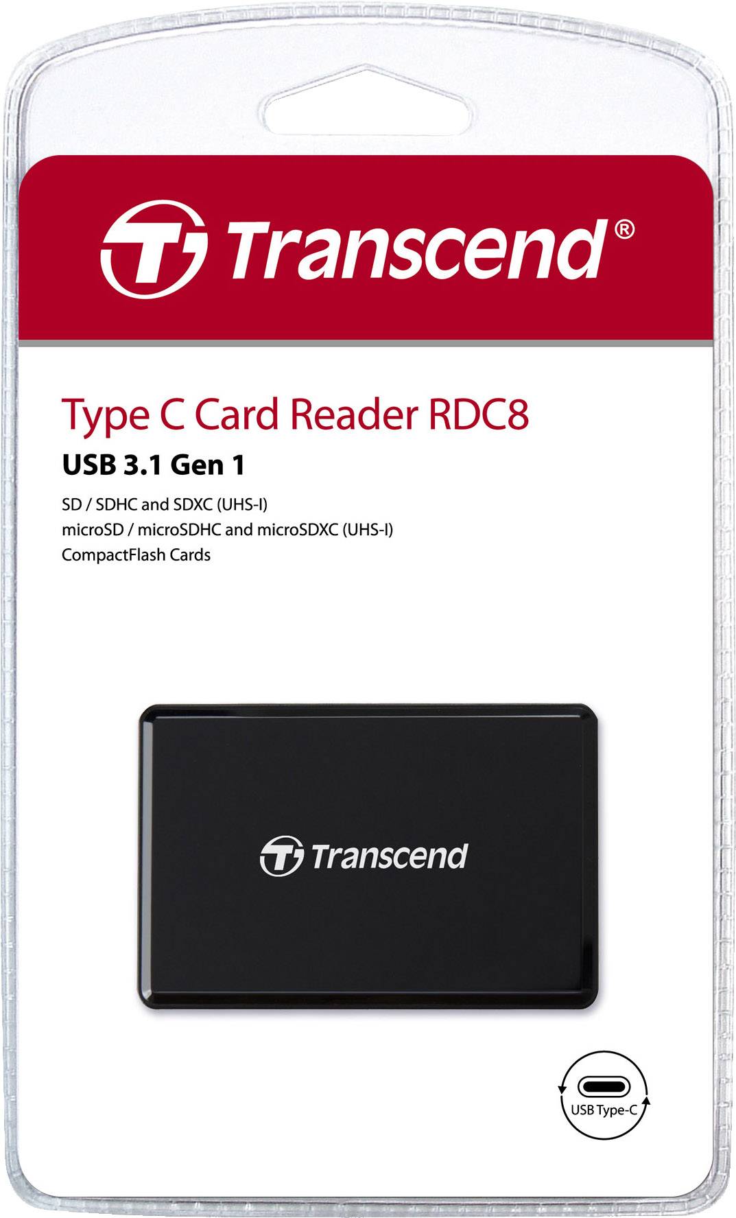 Transcend Externer Speicherkartenleser USB-C® (USB 3.1 Gen 1) Schwarz