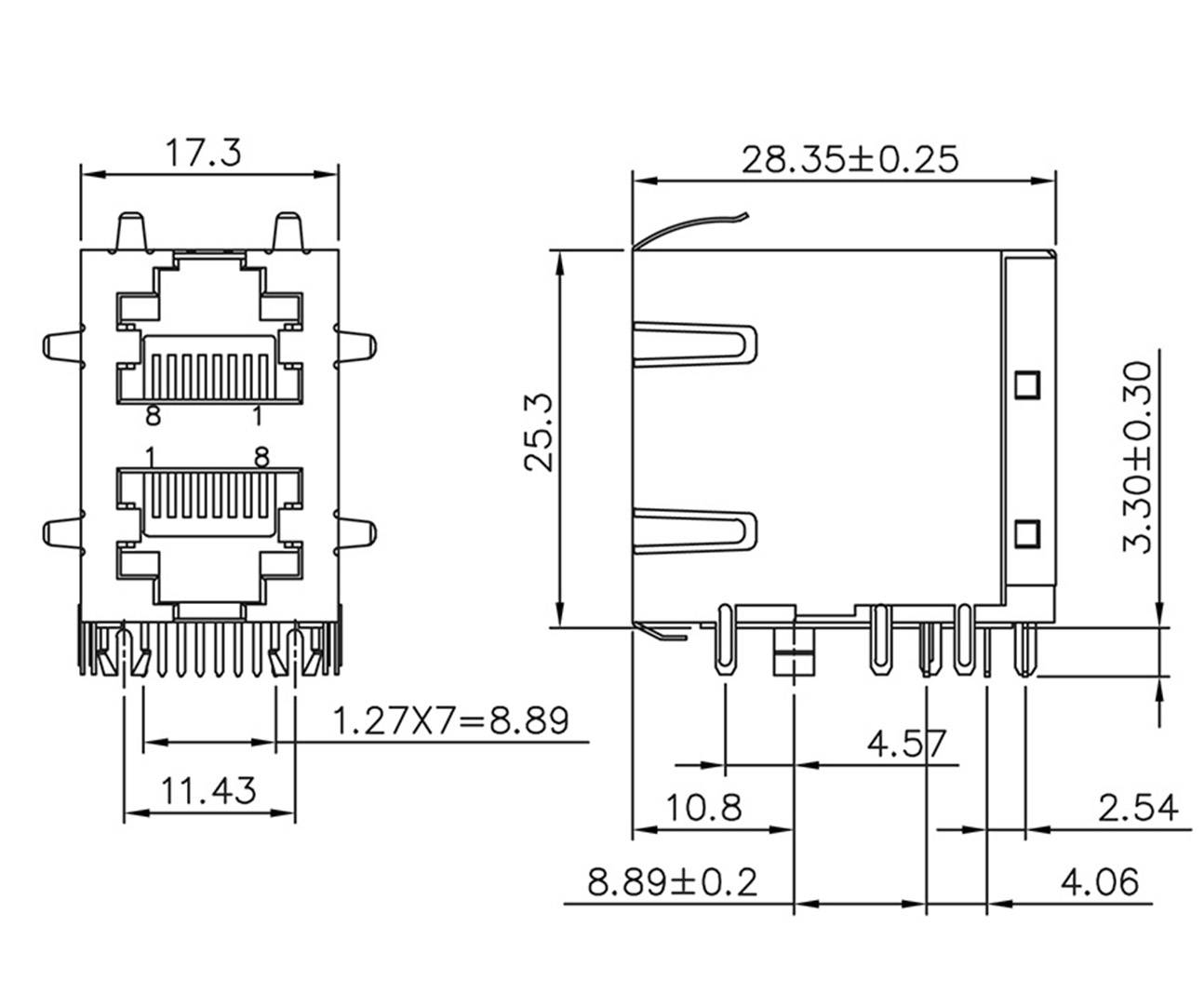 Encitech RJJS-88-144-E9H-047 RJ45 Steckverbinder 3259-0017-04 Buchse, Einbau horizontal Polzahl 8P8C Metall