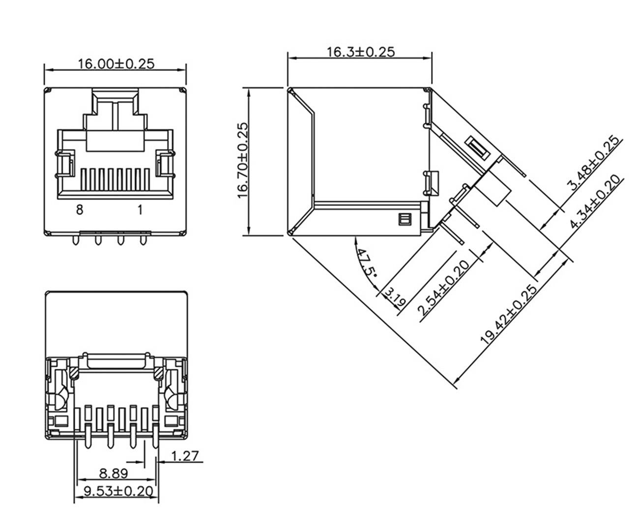Encitech RJJS-88-142-E7A-026 RJ45 Steckverbinder 3257-0003-02 Buchse, Einbau Polzahl 8P8C Metall