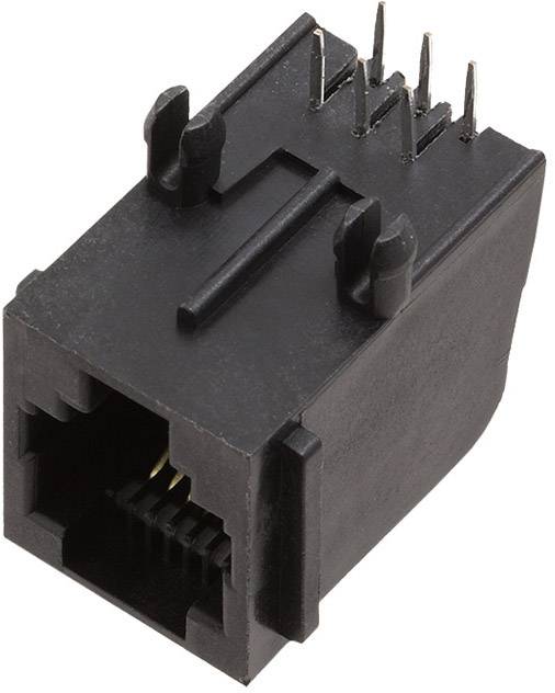 RJ45-Buchse mit acht Metallpins, verwendet für Netzwerkverbindungen.
