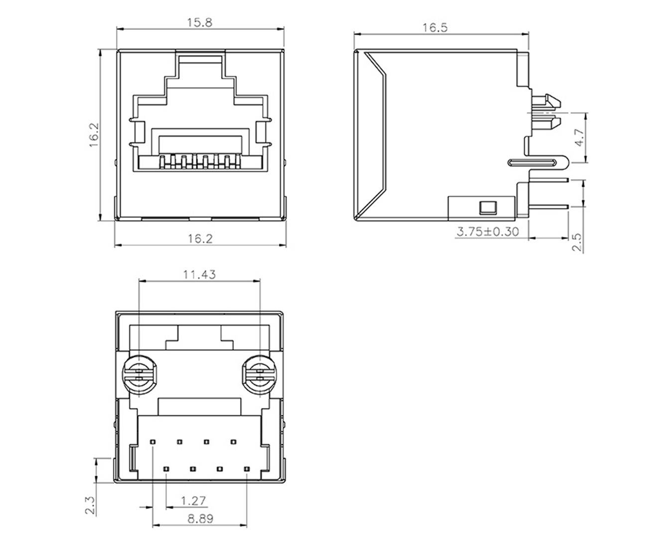 Encitech RJJS-88-141-E7V-058 RJ45 Steckverbinder 3257-0009-01 Buchse, Einbau vertikal Polzahl 8P8C Metall