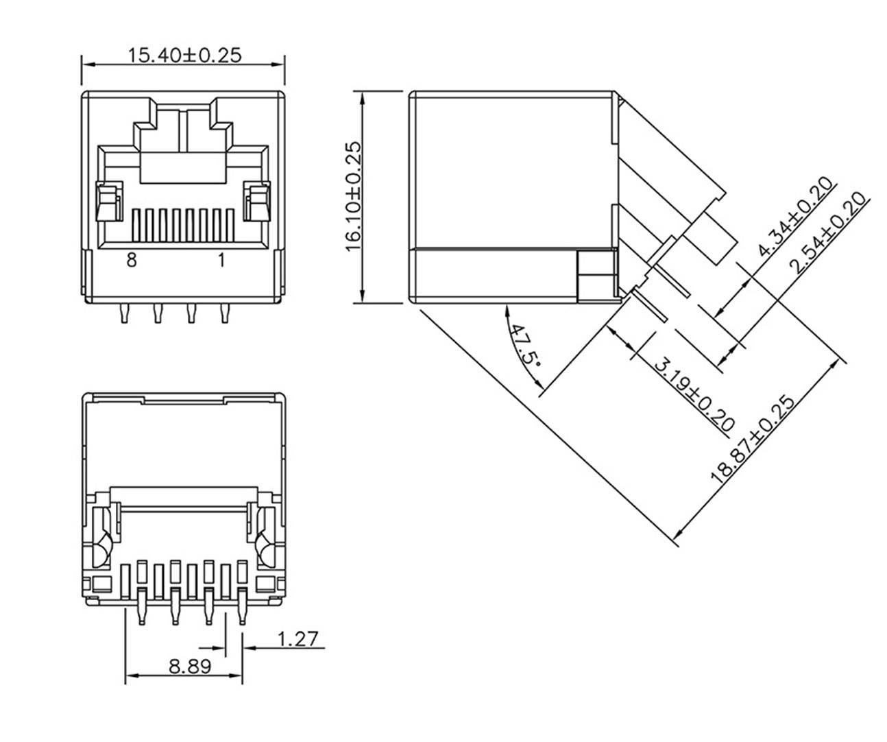 Encitech RJJU-88-142-E7A-025 RJ45 Steckverbinder 3257-0004-02 Buchse, Einbau Polzahl 8P8C Schwarz