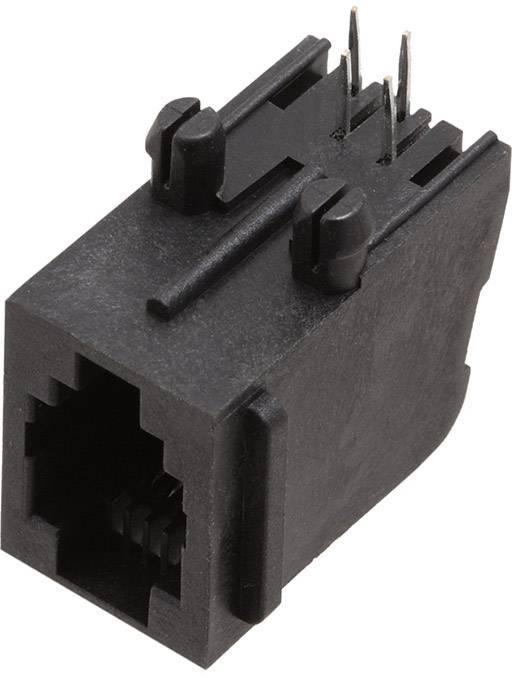 Ein schwarzer Ethernet-Anschluss mit Pins und Buchse, geeignet für Kabelverbindungen in Netzwerkgeräten.