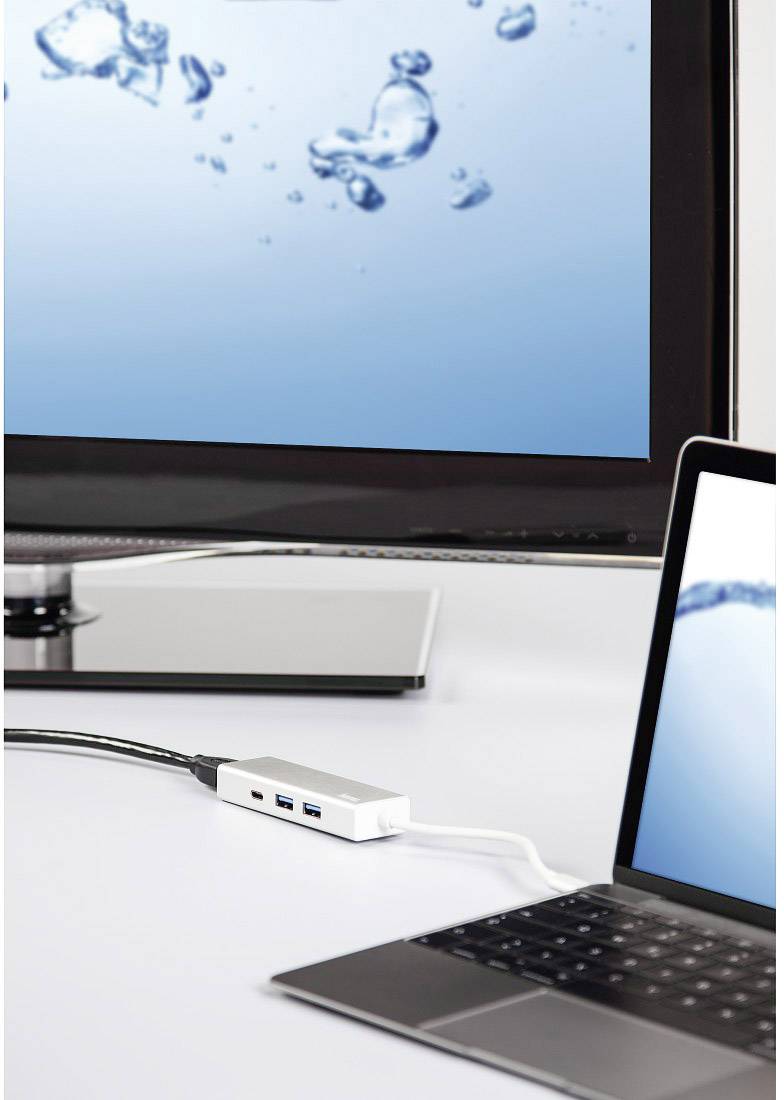 Hama 00135756 USB / HDMI Adapter [1x USB-C® Stecker - 1x HDMI-Buchse, USB 3.2 Gen 2 Buchse A (USB 3.1), USB-C® Buchse] Silber