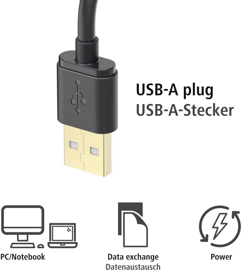 Hama USB-Kabel USB 2.0 USB-A Stecker, USB-Micro-B Stecker, USB-C® Stecker 1.00 m Schwarz 00178327