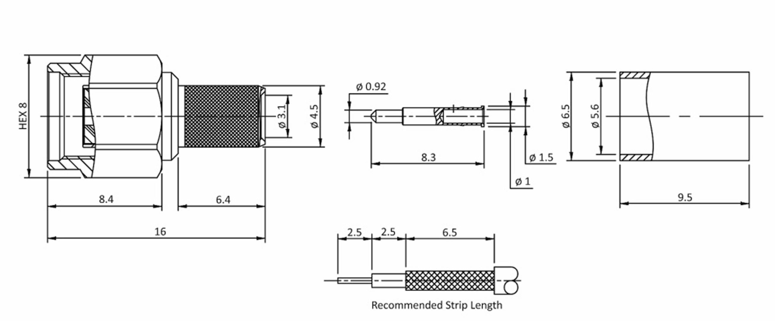 Econ connect SMA2MG SMA-Steckverbinder Stecker, gerade 50Ω 1 St. Bulk