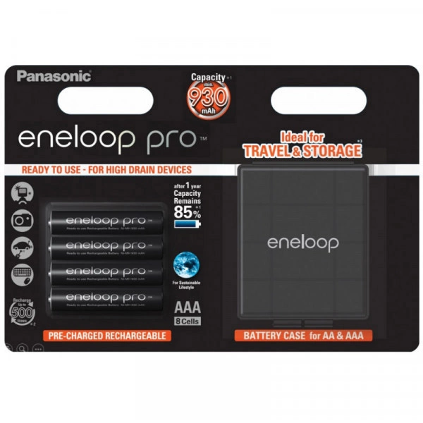 Panasonic eneloop Pro HR03 Box Micro (AAA)-Akku NiMH 900 mAh 1.2 V 4 St. Panasonic eneloop Pro HR03 Box Micro (AAA)-Akku NiMH 900 mAh 1.2 V 4 St.