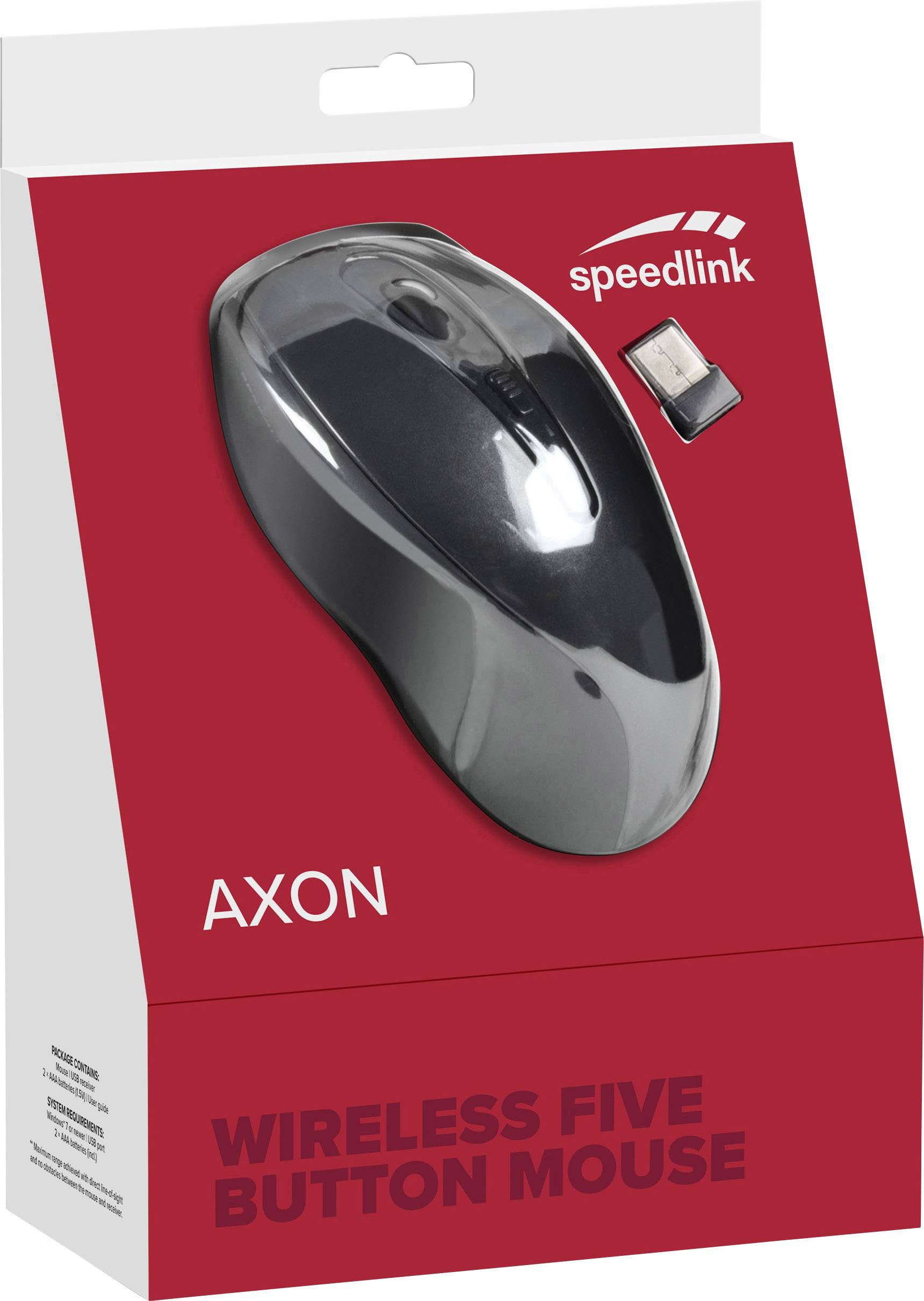 SpeedLink AXON Ergonomische Maus Funk Optisch Schwarz 5 Tasten 2200 dpi Ergonomisch