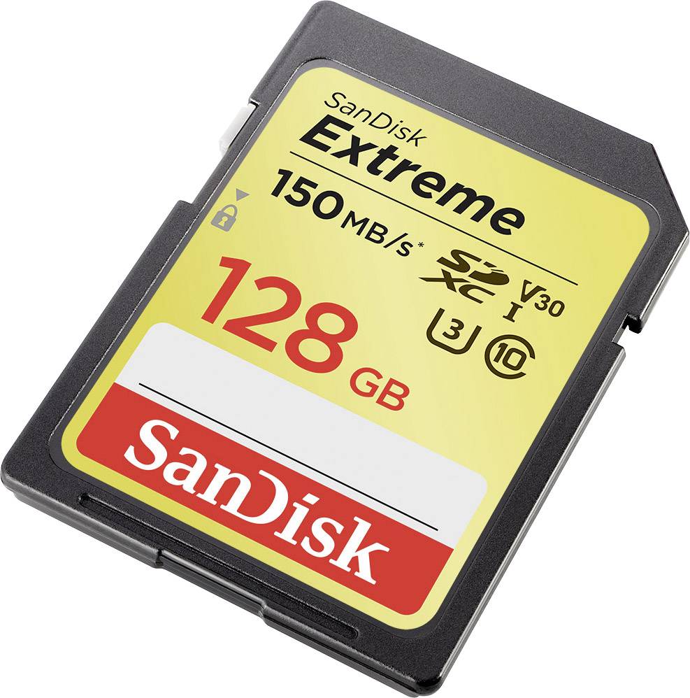 SanDisk Extreme® SDXC-Karte 128GB Class 10, UHS-I, UHS-Class 3, v30 Video Speed Class 4K-Videounterstützung