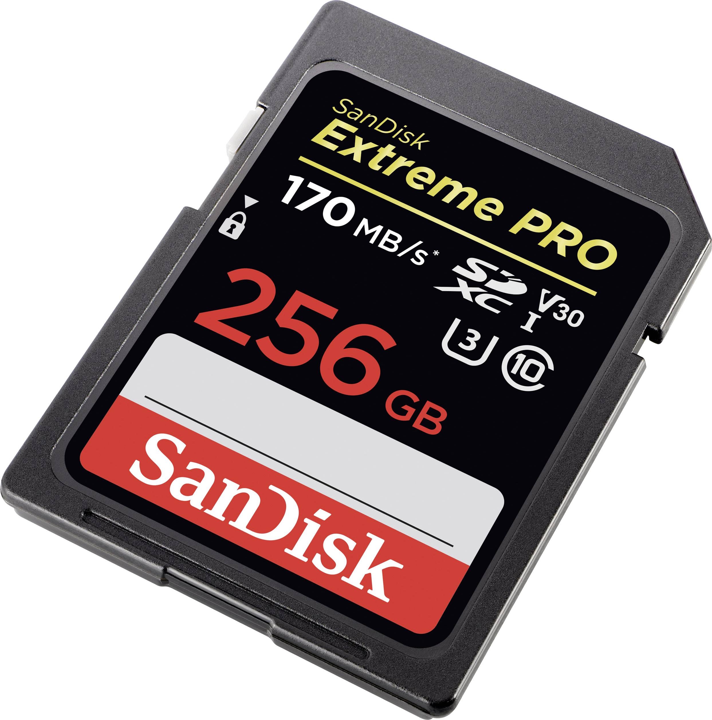 SanDisk Extreme® PRO SDXC-Karte 256 GB Class 10, UHS-I, UHS-Class 3, v30 Video Speed Class 4K-Videounterstützung