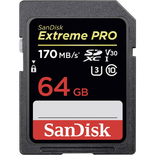 SanDisk Extreme® PRO SDXC-Karte 64 GB Class 10, UHS-I, UHS-Class 3, v30 Video Speed Class 4K-Videou