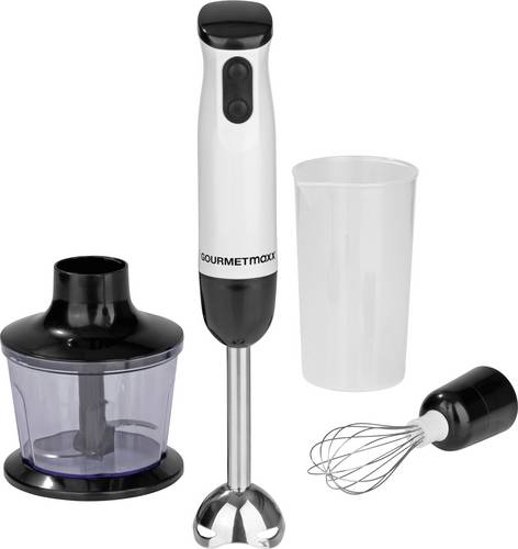 GourmetMaxx 06885 Stabmixer 600W mit Zerkleinereraufsatz Weiß, Schwarz