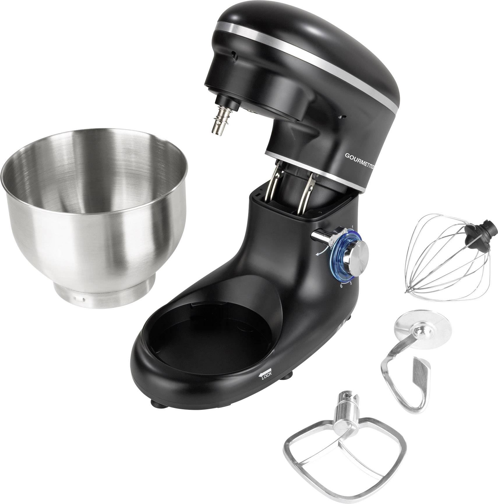 GourmetMaxx 03550 Küchenmaschine 1500 W Schwarz, Edelstahl