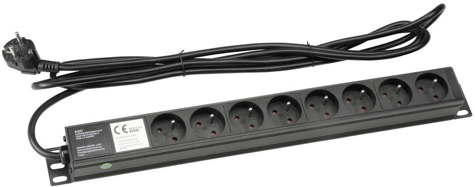 Adam Hall 19 Zoll Parts 87478 - 19 Zoll Stromverteiler 8-fach, französische Norm