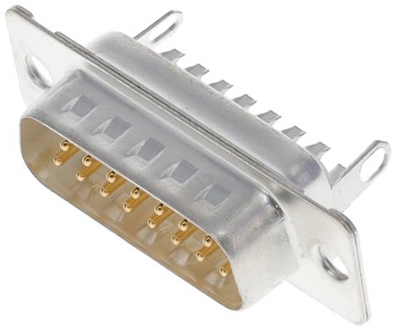 Neunpoliger Serieller Stecker mit Metallgehäuse, verwendet für Datenkommunikation.
