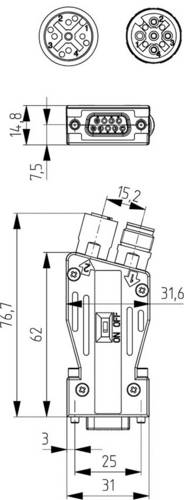 40-5191122 Sensor-/Aktor-Adapter Buchse, gerade, Stecker, gerade Polzahl: 9 1St.