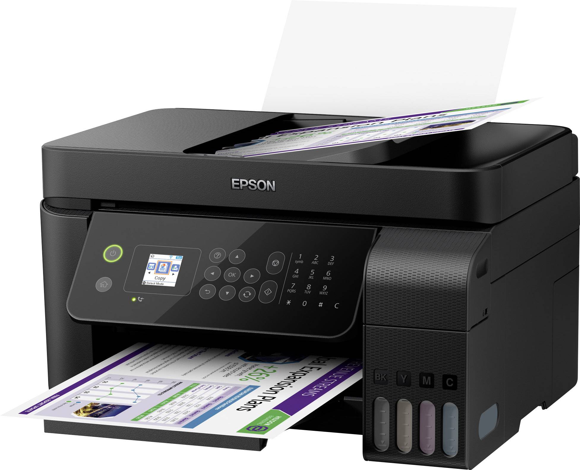 Epson EcoTank ET-4700 Farb Tintenstrahl Multifunktionsdrucker A4 Drucker, Scanner, Kopierer, Fax LAN, WLAN, ADF, Tintentank-System