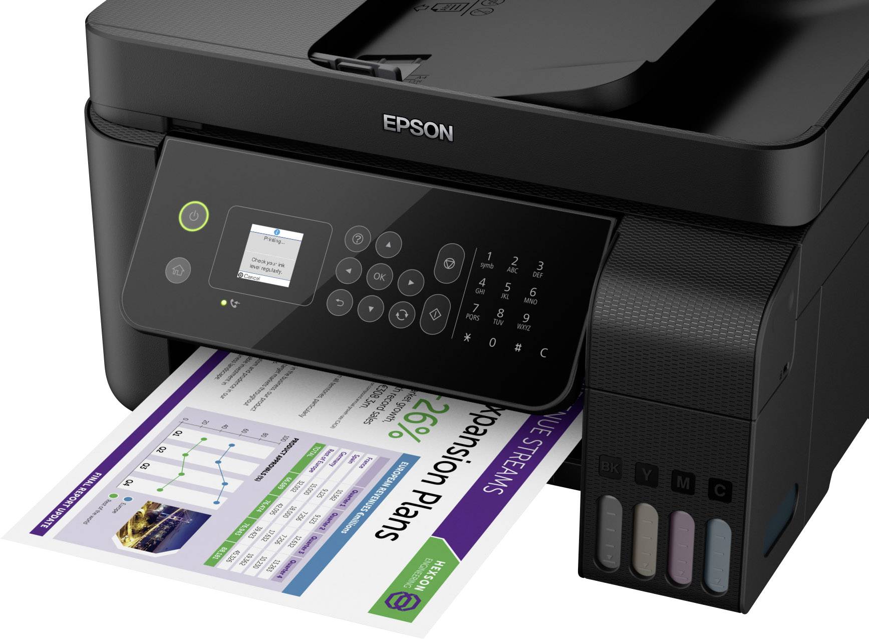 Epson EcoTank ET-4700 Farb Tintenstrahl Multifunktionsdrucker A4 Drucker, Scanner, Kopierer, Fax LAN, WLAN, ADF, Tintentank-System