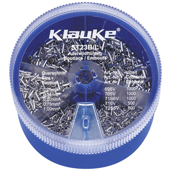 Klauke ST23B Aderendhülsen-Sortiment 0.25 mm² 6 mm² Silber 4000 Teile