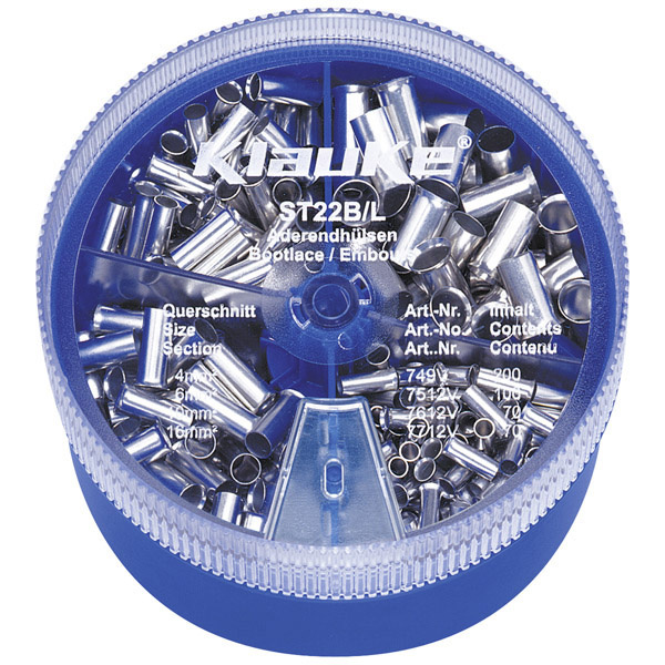 Klauke ST22B Aderendhülsen-Sortiment 4 mm² 16 mm² Silber 440 Teile