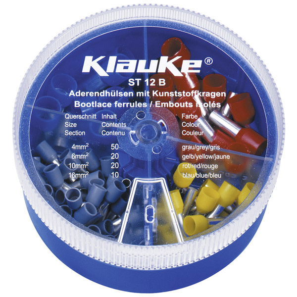 Klauke ST12B Aderendhülsen-Sortiment 4 mm² 16 mm² Grau, Gelb, Rot, Blau 100 Teile