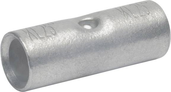 Metall-Quetschverbinder, röhrenförmig, mit eingestanzter Beschriftung 'KL25', verwendet zur Verbindung elektrischer Leitungen.