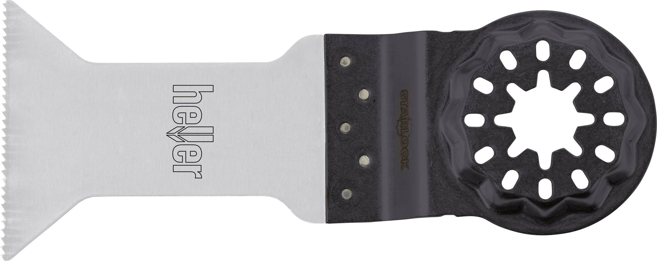 Multifunktionales Sägeblatt mit gezahnter Schneide und sternförmigem Hals für präzise Schnitte, geeignet für verschiedene Anwendungen.