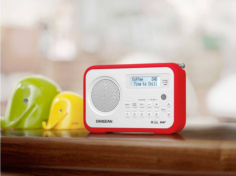 Sangean DPR-67 Kofferradio DAB+, UKW Akku-Ladefunktion Rot, Weiß