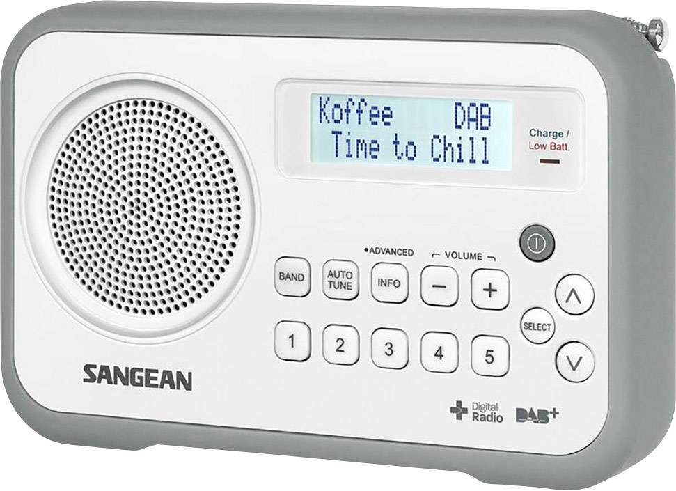 Sangean DPR-67 Kofferradio DAB+, UKW   Akku-Ladefunktion Grau, Weiß