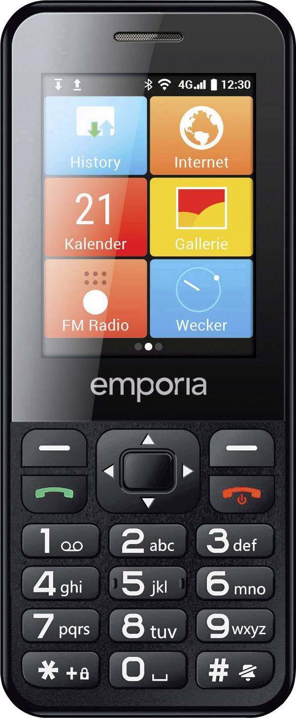 Emporia V800 Senioren-Handy mit Ladestation, SOS Taste Schwarz