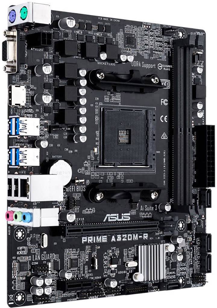 Asus PRIME A320M-R (Bulk) Mainboard Sockel (PC) AMD AM4 Formfaktor (Details) Micro-ATX Mainboard-Chipsatz AMD® A320