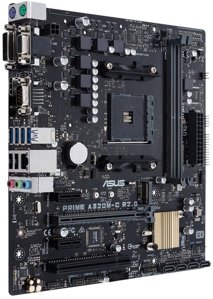 Asus PRIME A320M-C R2.0 Mainboard Sockel (PC) AMD AM4 Formfaktor (Details) Micro-ATX Mainboard-Chipsatz AMD® A320