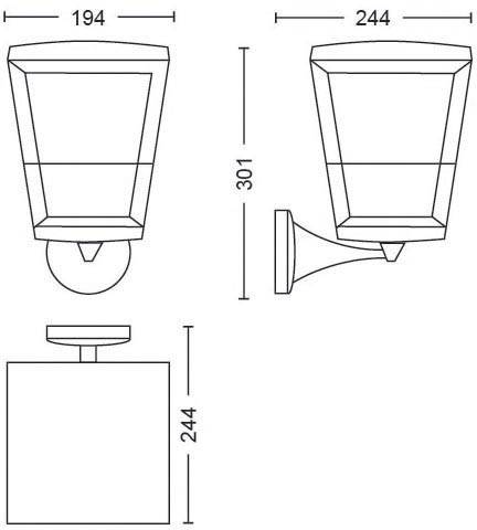 Philips LED LED-Außenwandleuchte 17439/30/P7 Econic LED fest eingebaut 15 W RGBW